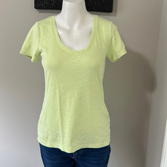 TOMMY BAHAMA Ashby Isles U Neck T Shirt Top Relaxed Yellow Sz S - Picture 1 of 4